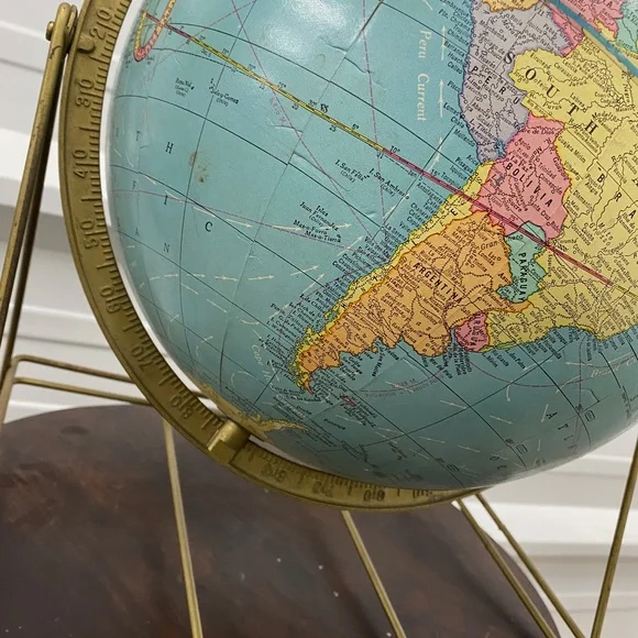 Vtg Crams Imperial 12 Inch World Globe Aviation Routes Metal Base USSR 1960’s